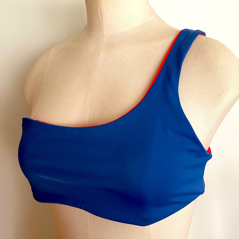 Solid & Striped Isabeli One Shoulder Reversible Bikini Top L